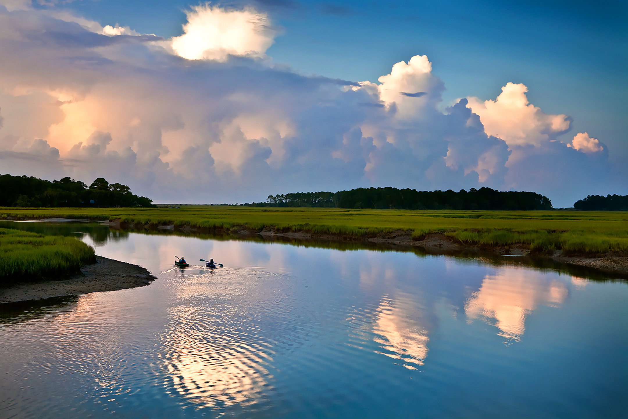 kayakers at dawn